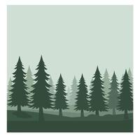 Lush evergreen trees in a serene landscape, minimal design style art vector