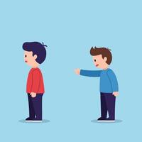 Two boys expressing emotions in a flat design style illustration vector