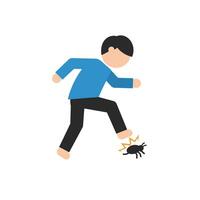 Person stepping on a bug in flat art style with vibrant colors vector