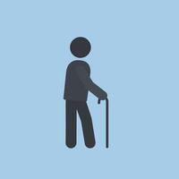 Person walking with cane in minimal flat design art vector