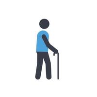 Person walking with cane in flat design style art vector