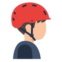 Child wearing a red helmet in a flat design style art vector