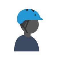 Person wearing a blue helmet in a minimal flat design art vector