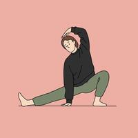 Dynamic yoga pose transition in minimal flat design art vector