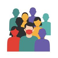 Group of diverse people wearing masks in flat style art vector