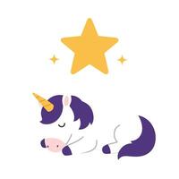 Cute unicorn character in flat design style with star elements in art vector