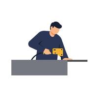 Person using power tool with flat design style art vector