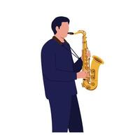 Musician playing saxophone in flat design style art vector