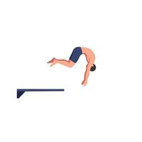 Diver performing a graceful leap from the diving board in minimal art vector