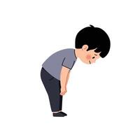 Boy bending over in flat design style art illustration vector