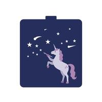 Unicorn casting spells with magic wand in flat art design vector