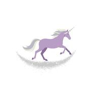 Purple unicorn running gracefully in a flat and minimal style art vector