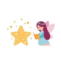 Fairy character with star and book in flat design art vector