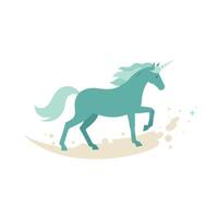Elegant unicorn prancing gracefully in a minimal style, featuring soft colors and whimsical details, art vector