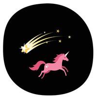 Pink unicorn running with shooting star in flat art style vector