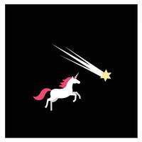 Unicorn with colorful mane and shooting star in flat art style illustration vector