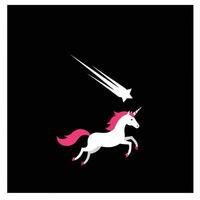 Unicorn running with comet above in flat art style vector