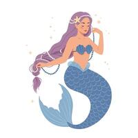 Mermaid character design in soft colors and minimal style illustration vector