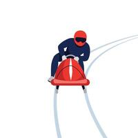 Sleek bobsled racer in dynamic motion, minimal design style, illustration vector