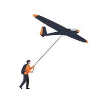 Person launching a glider in flat and minimal art vector