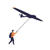 Person flying a glider with a minimal design style in art vector