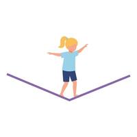 Child balancing on a line in flat style art illustration vector
