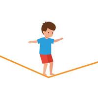 Child balancing on a line in a playful flat illustration vector