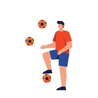 Man juggling soccer balls in flat design style art vector