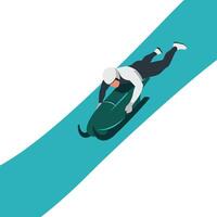 Athlete sliding down a track with a sled in minimal art vector