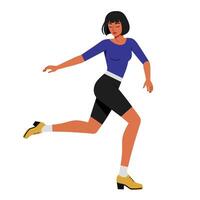 Dynamic action of a woman running in flat illustration style vector