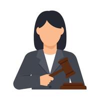 Judge holding gavel in minimal flat design art vector