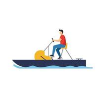Man operating a boat in a flat design style art vector