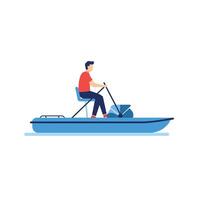Person riding a pedal boat in flat, minimal art vector