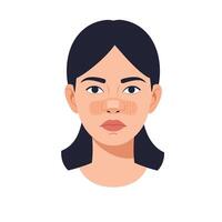 Female character with bandage on nose in flat style art vector
