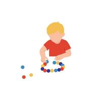 Child playing with colorful balls in minimal flat design illustration vector