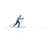 Male skier in motion with minimal design style showcasing dynamic movement in illustration vector