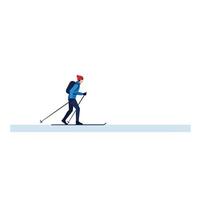 Skiing figure in motion with flat design style showcasing winter sports art vector