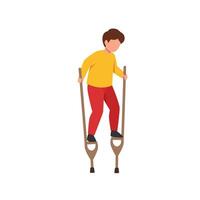 Child balancing on stilts in minimal style illustration vector