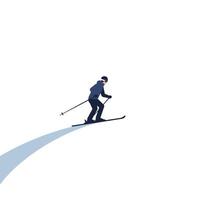 Skiing athlete performing a jump in minimal flat art vector