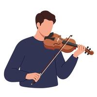 Male musician playing violin in flat and minimal style art vector