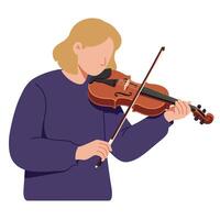 Person playing violin in minimal style showcasing detailed art vector