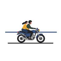 Motorcycle ride with two characters in flat design style art vector