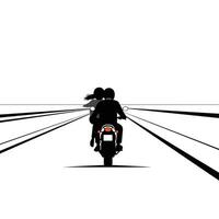 Motorcycle riders on an open road in flat art style vector