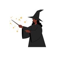 Witch casting magic spells in minimalist design style art vector