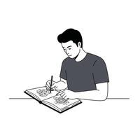 Person sketching in a book in flat minimal art style vector