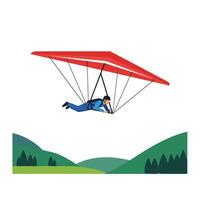 Gliding through the air with a hang glider in flat art vector