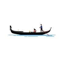 Gondola riders enjoying a scenic view in flat art style illustration vector