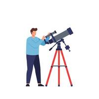Man using a telescope in a flat design style art vector