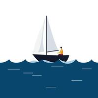 Sailboat on Calm Water with Minimalist Design in Art Style vector
