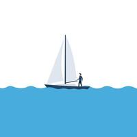 Sailboat sailing on blue water in flat art style showcasing movement and tranquility in art vector
